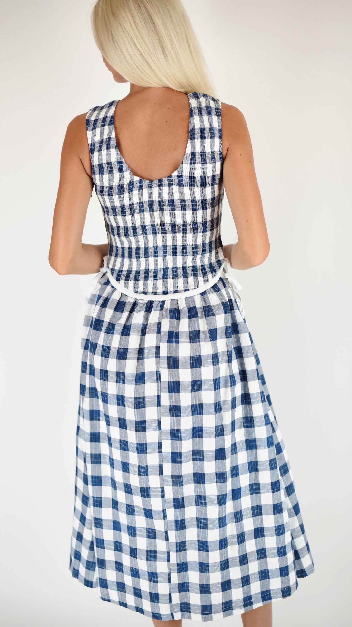 Catherine Navy Gingham Dress