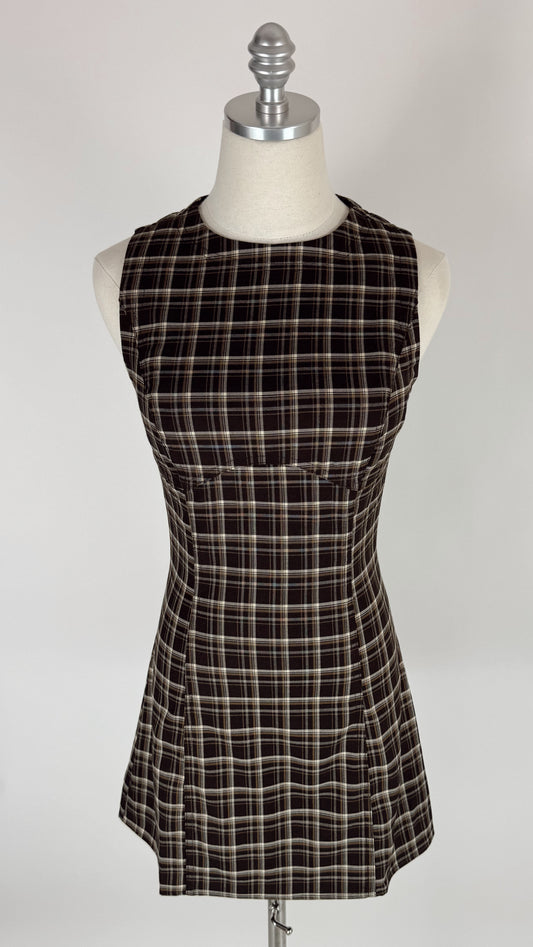 Penelope Brown Plaid Mini Dress