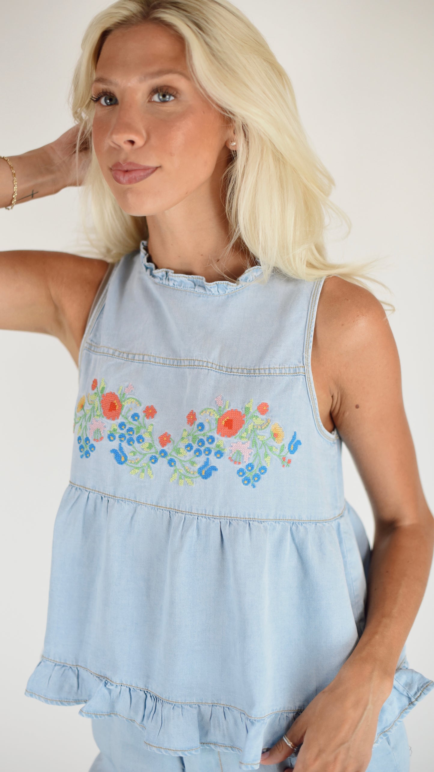 Emily Anne Embroidered Ruffle Pant Set