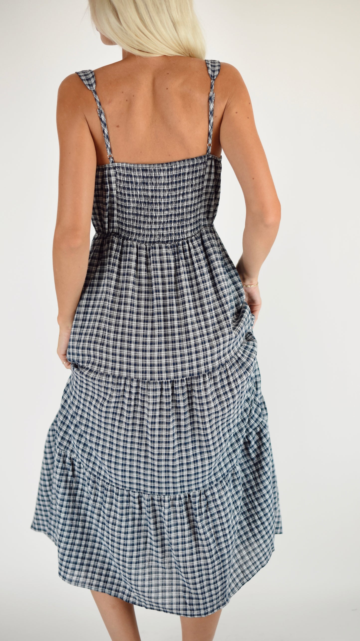 Fiona Corset Blue Plaid Dress