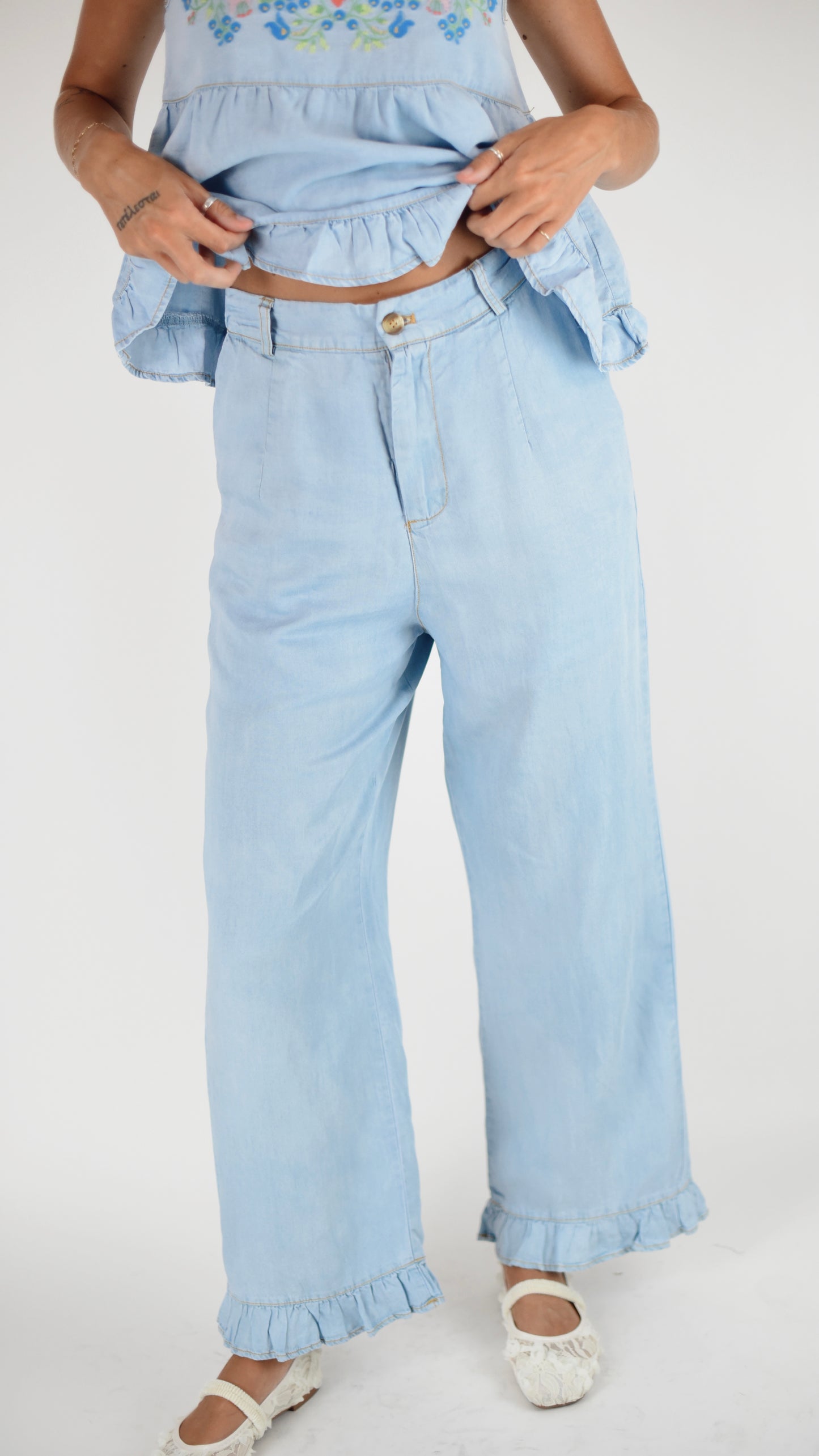 Emily Anne Embroidered Ruffle Pant Set