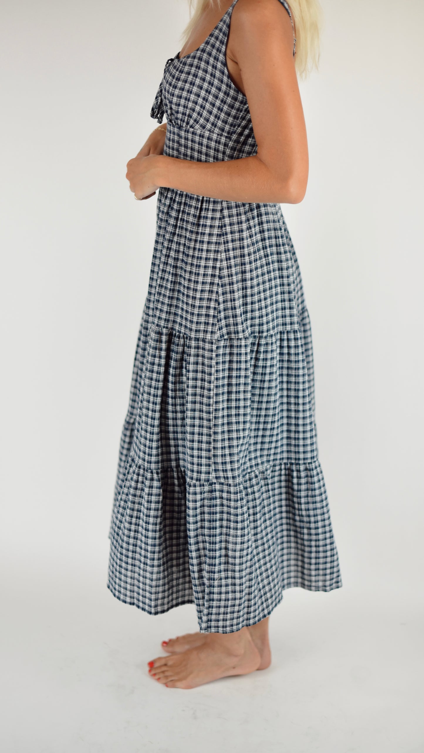 Fiona Corset Blue Plaid Dress