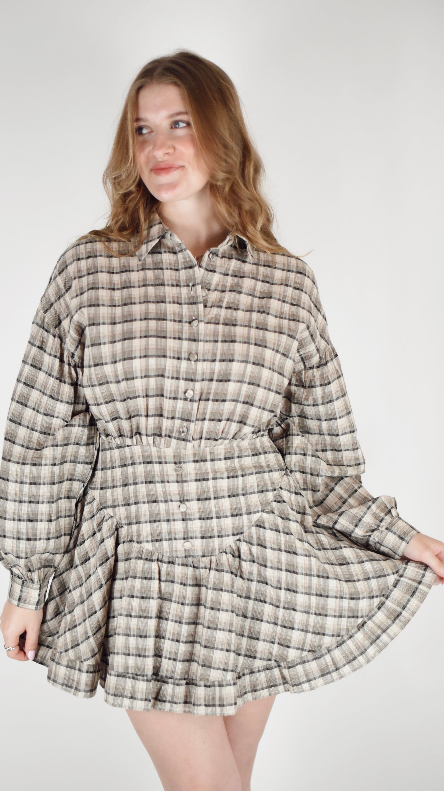 Shirley Plaid Basque Mini Dress