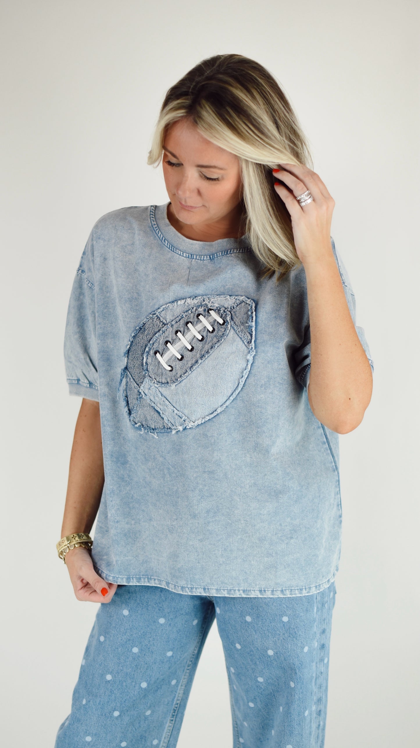 Fay Light Blue Football Cotton Tee