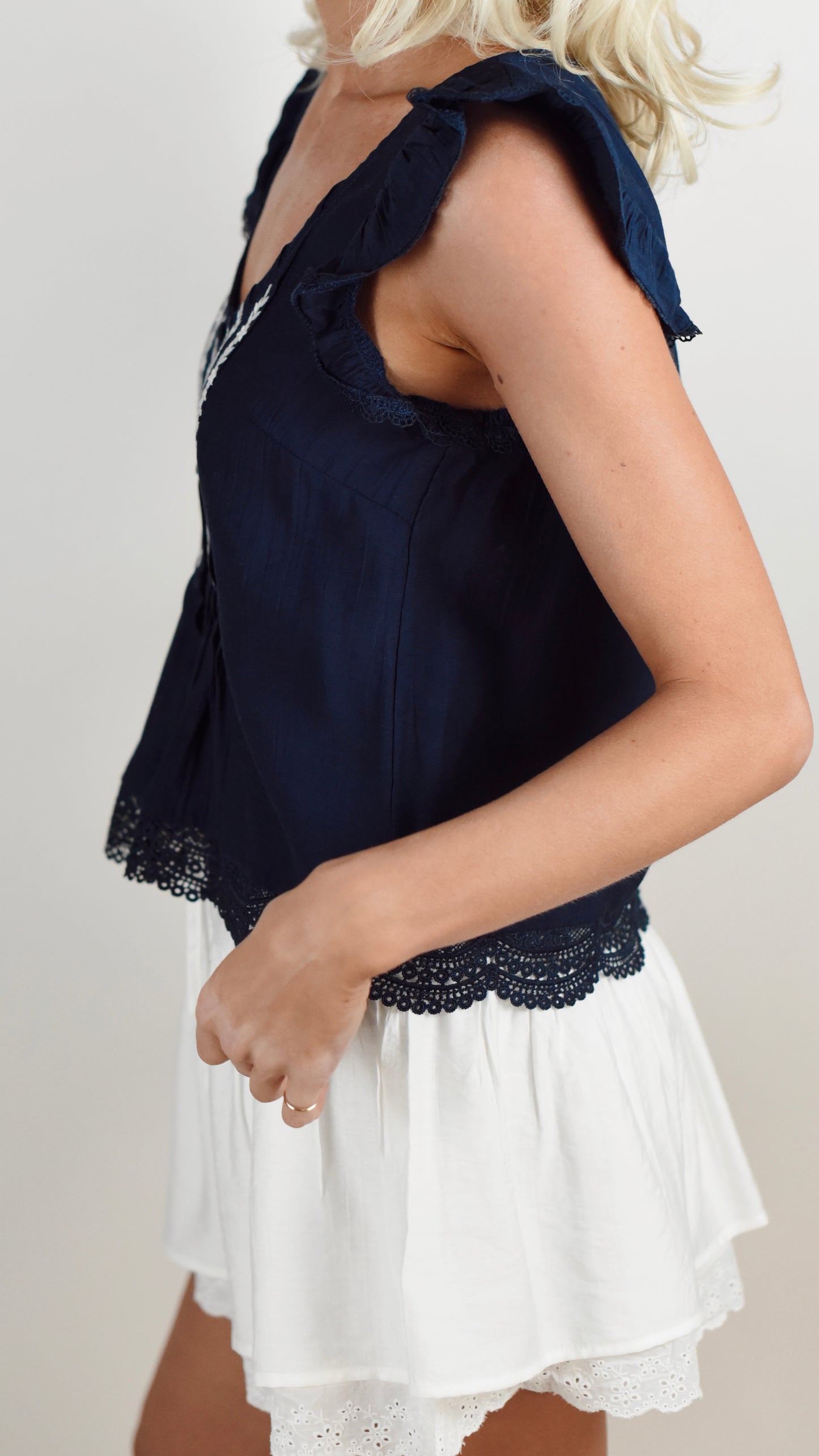 Elsie Navy Top