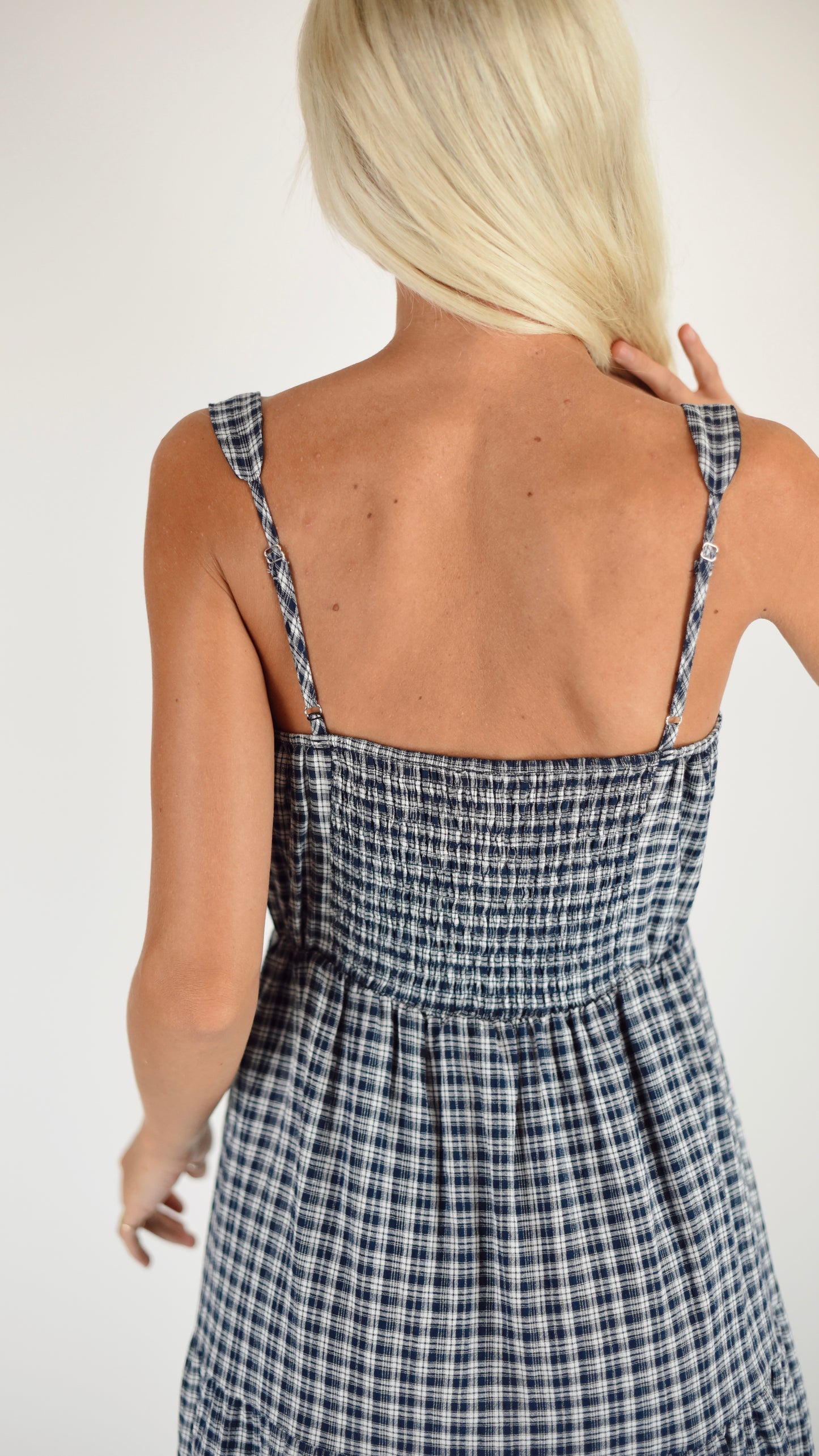 Fiona Corset Blue Plaid Dress