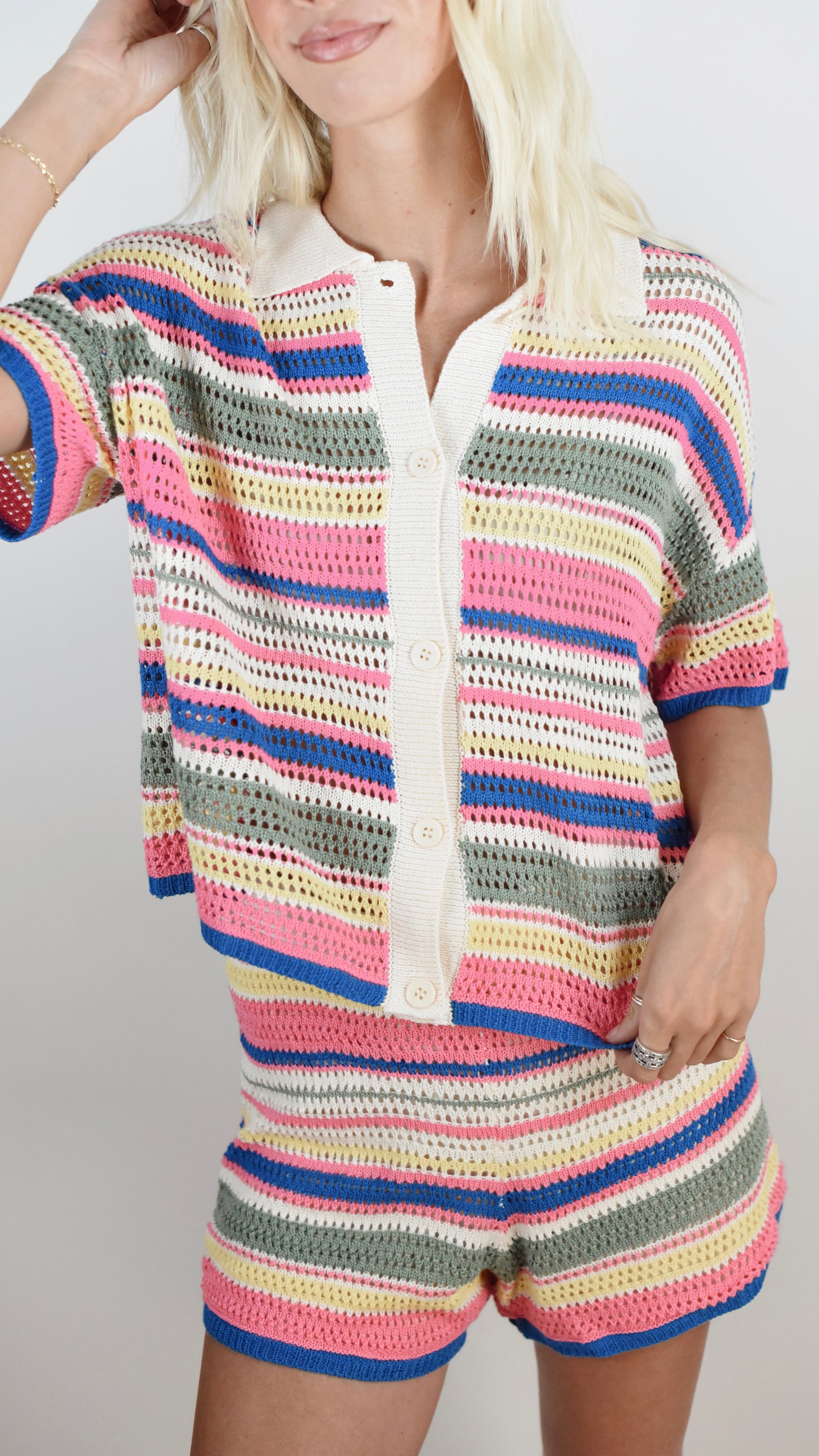 Clover Colorful Crochet Shorts