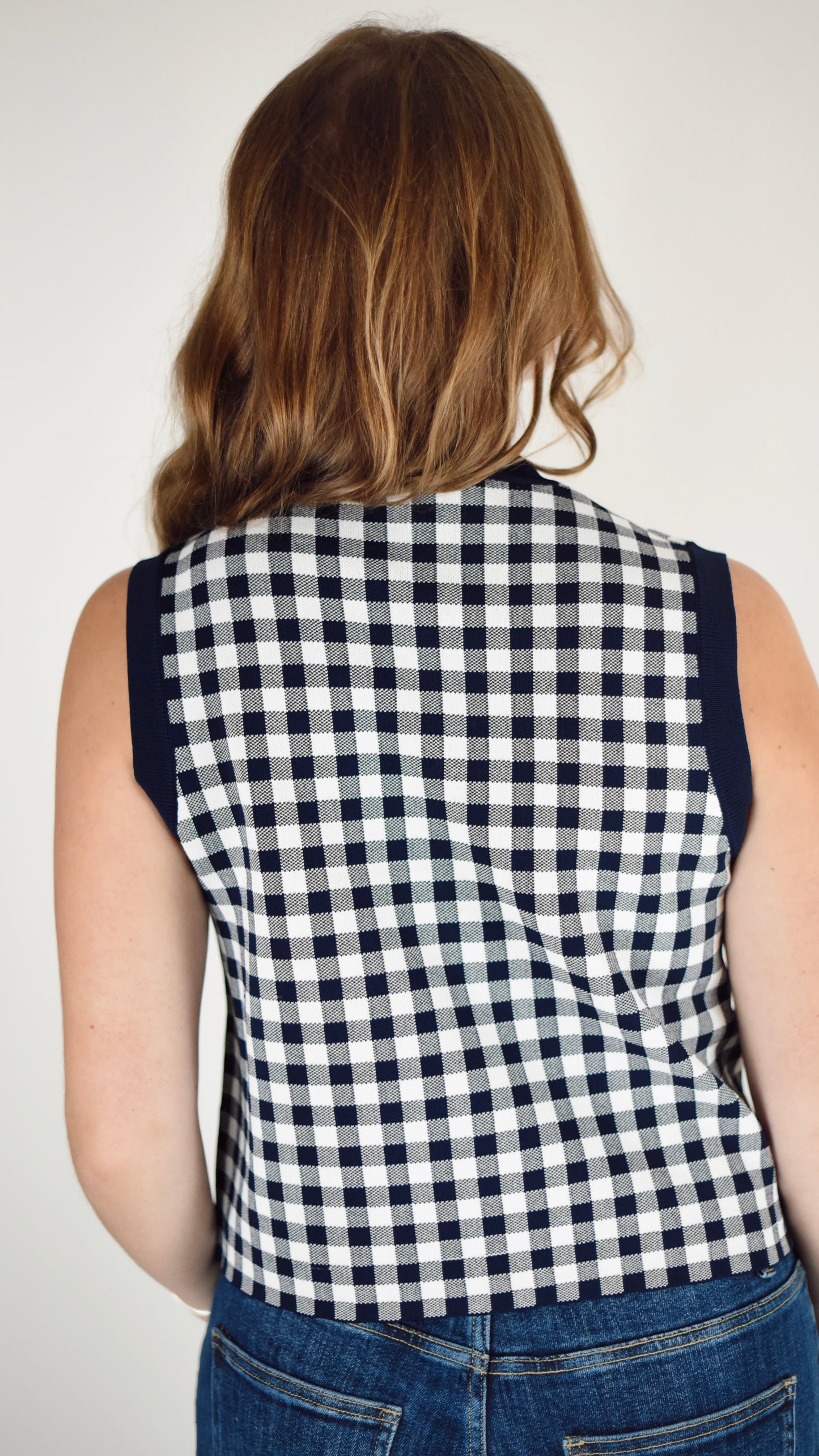 Ella Navy Check Vest