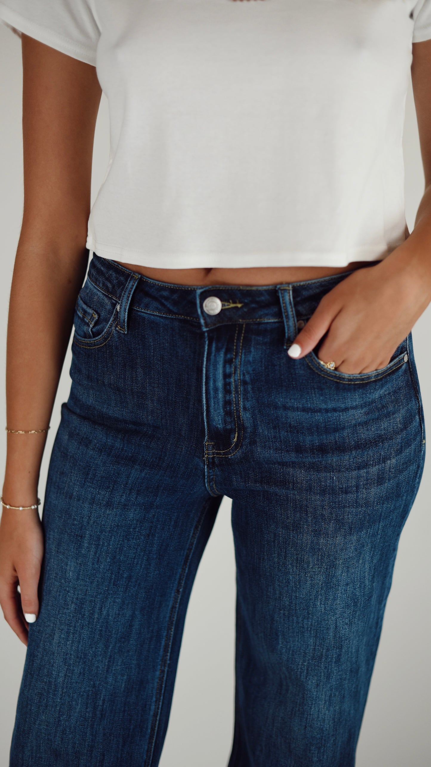 Hannah Cuffed Dark Denim Jeans
