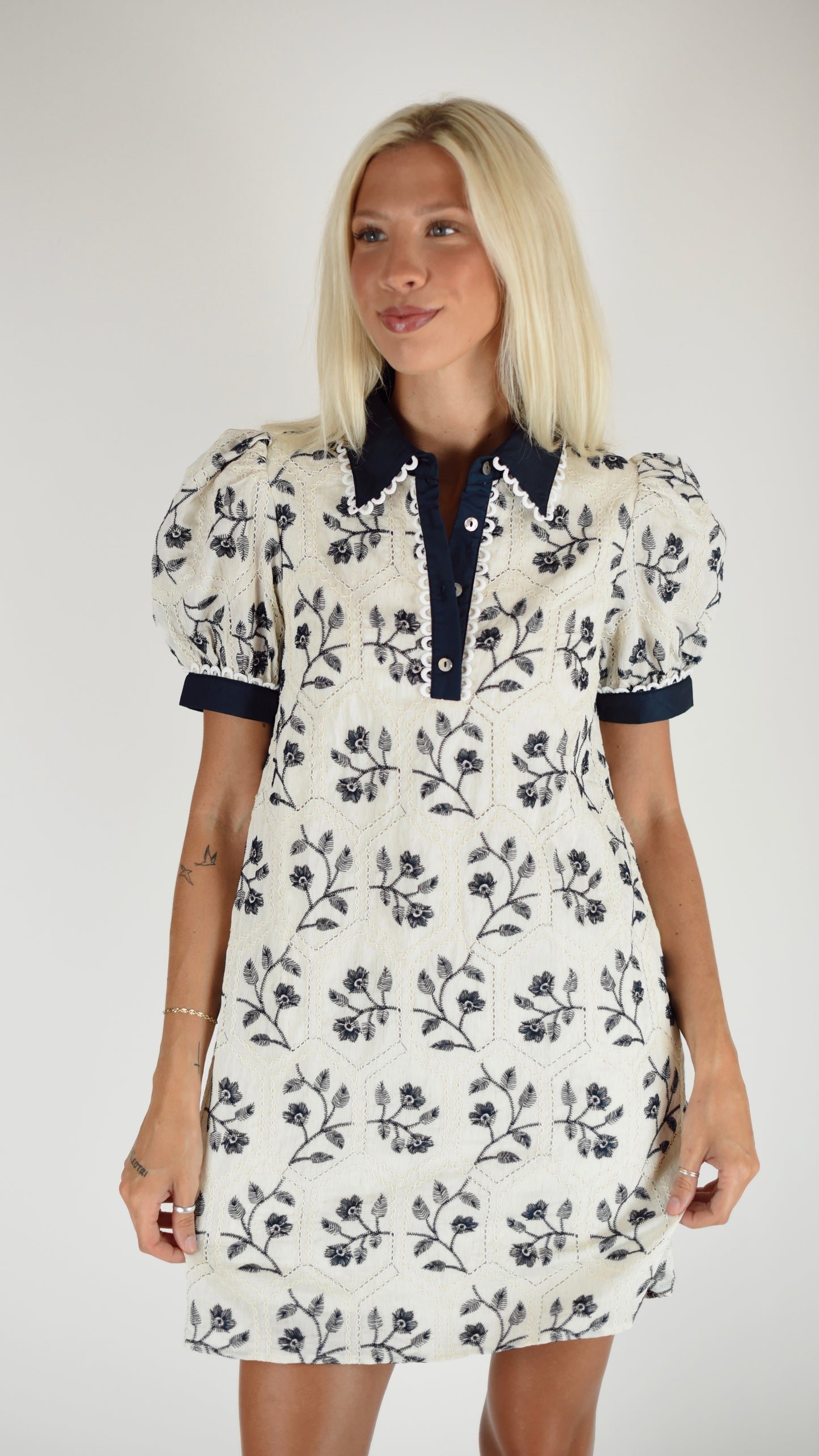 Daphne Navy Cream Dress