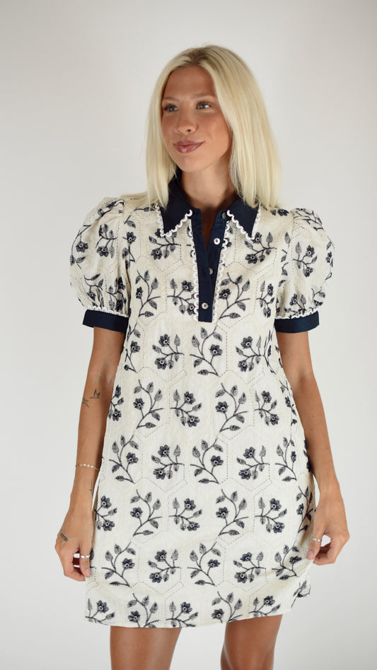 Daphne Navy Cream Dress