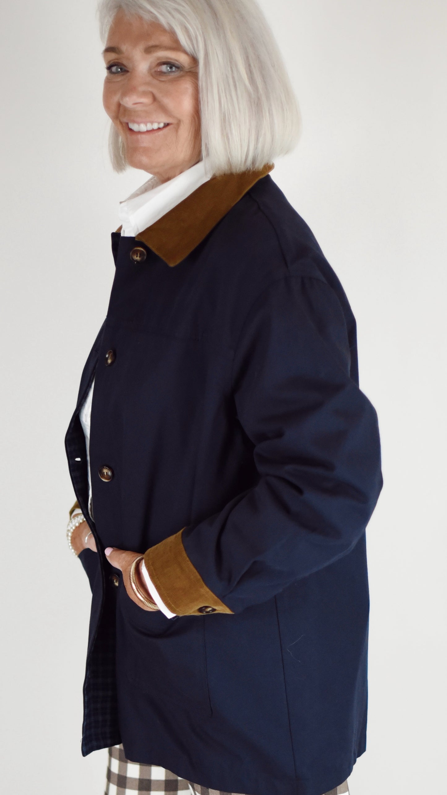 Barbra Navy Reversible Barn Jacket