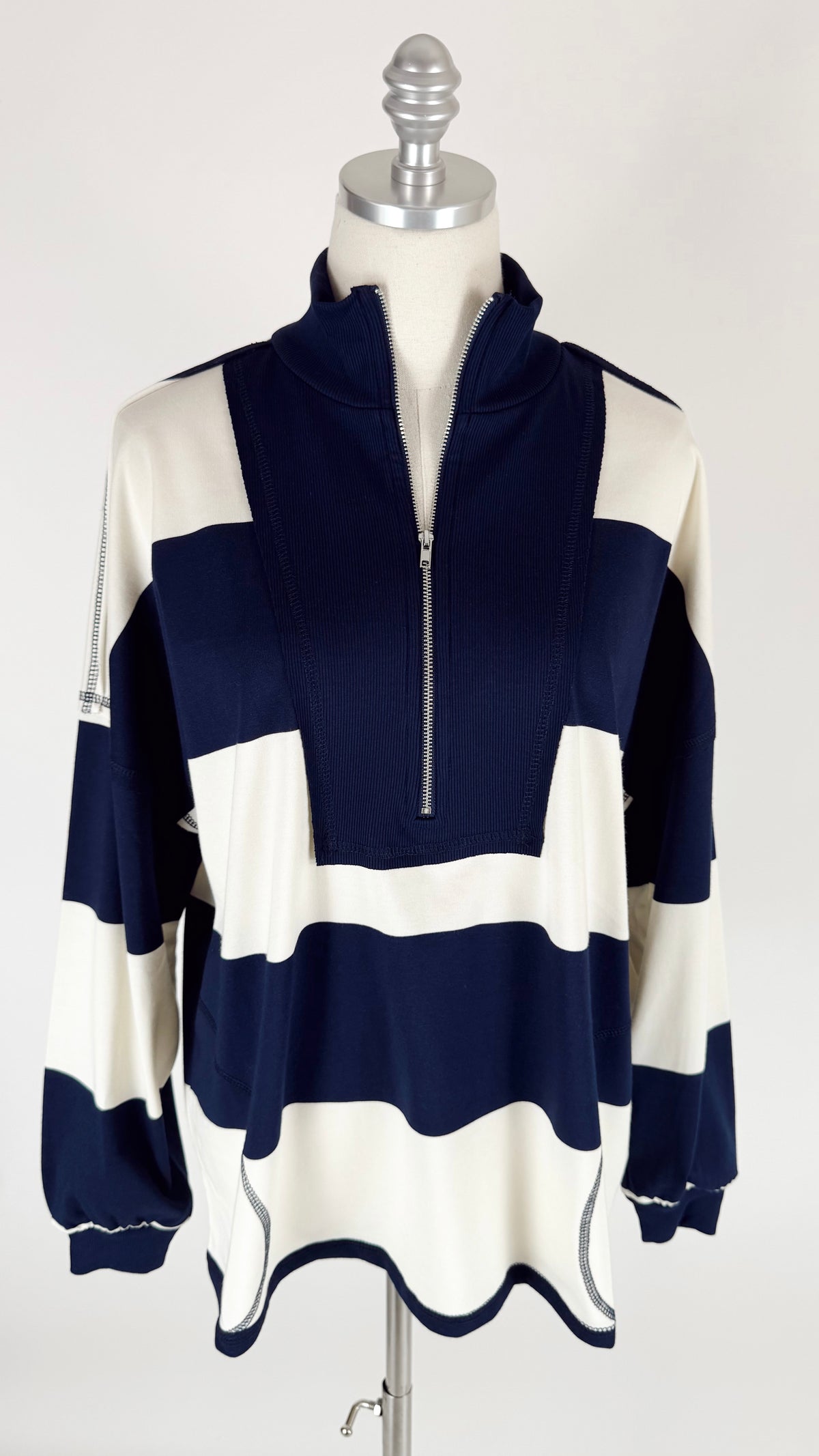 Tammy Navy Stripe Half Zip