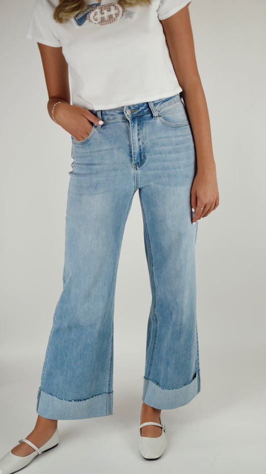 Hannah Cuffed Light Denim Jeans
