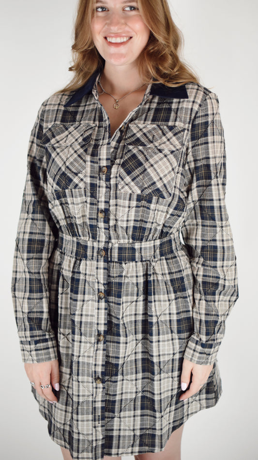 Kathryn Corduroy Blue Plaid Dress