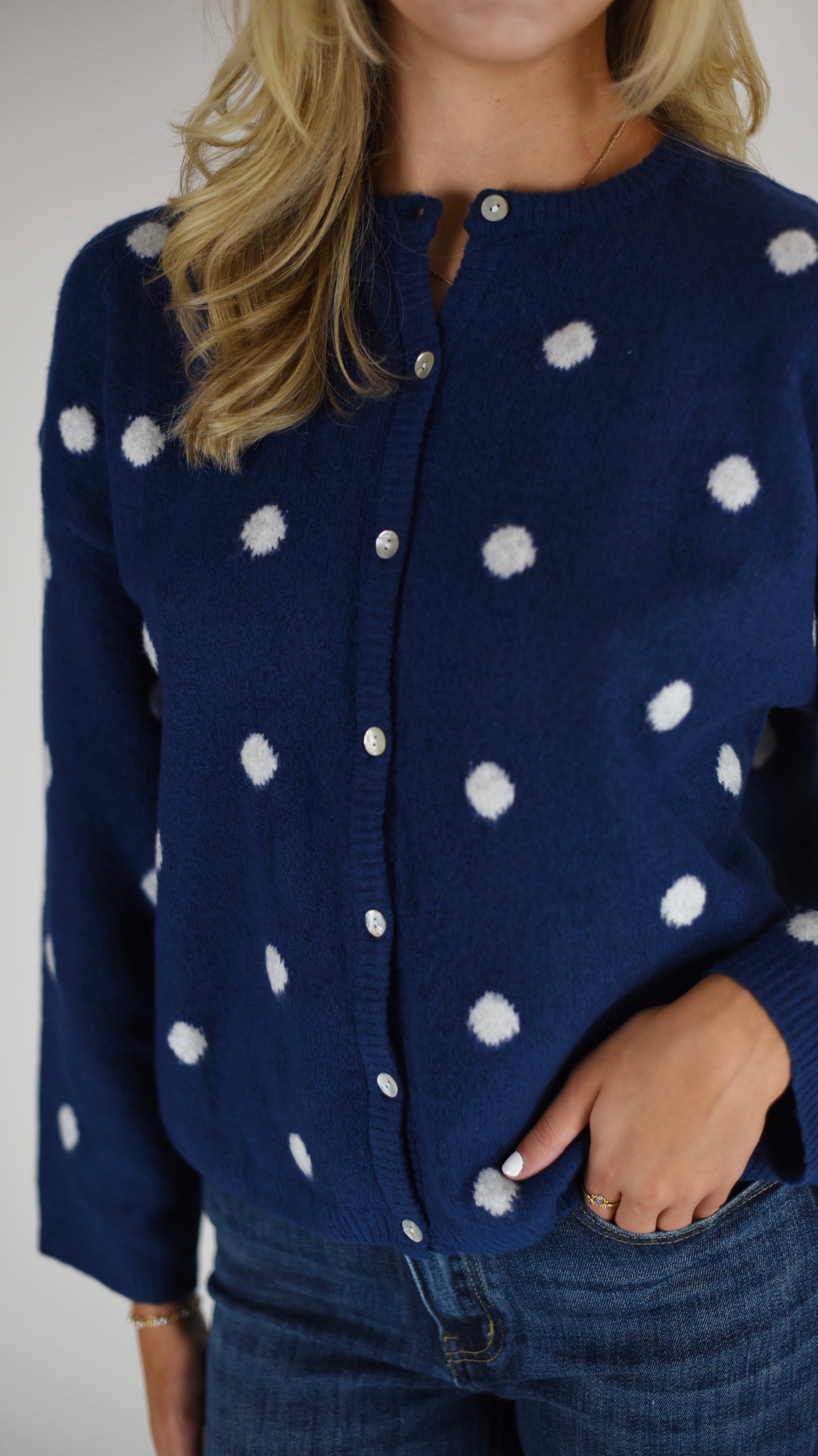 Dotty Navy Polka Dot Cardigan