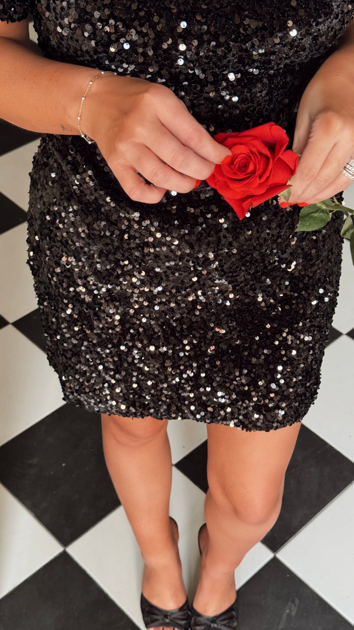 Aggie Faux Fur Sequin Dress