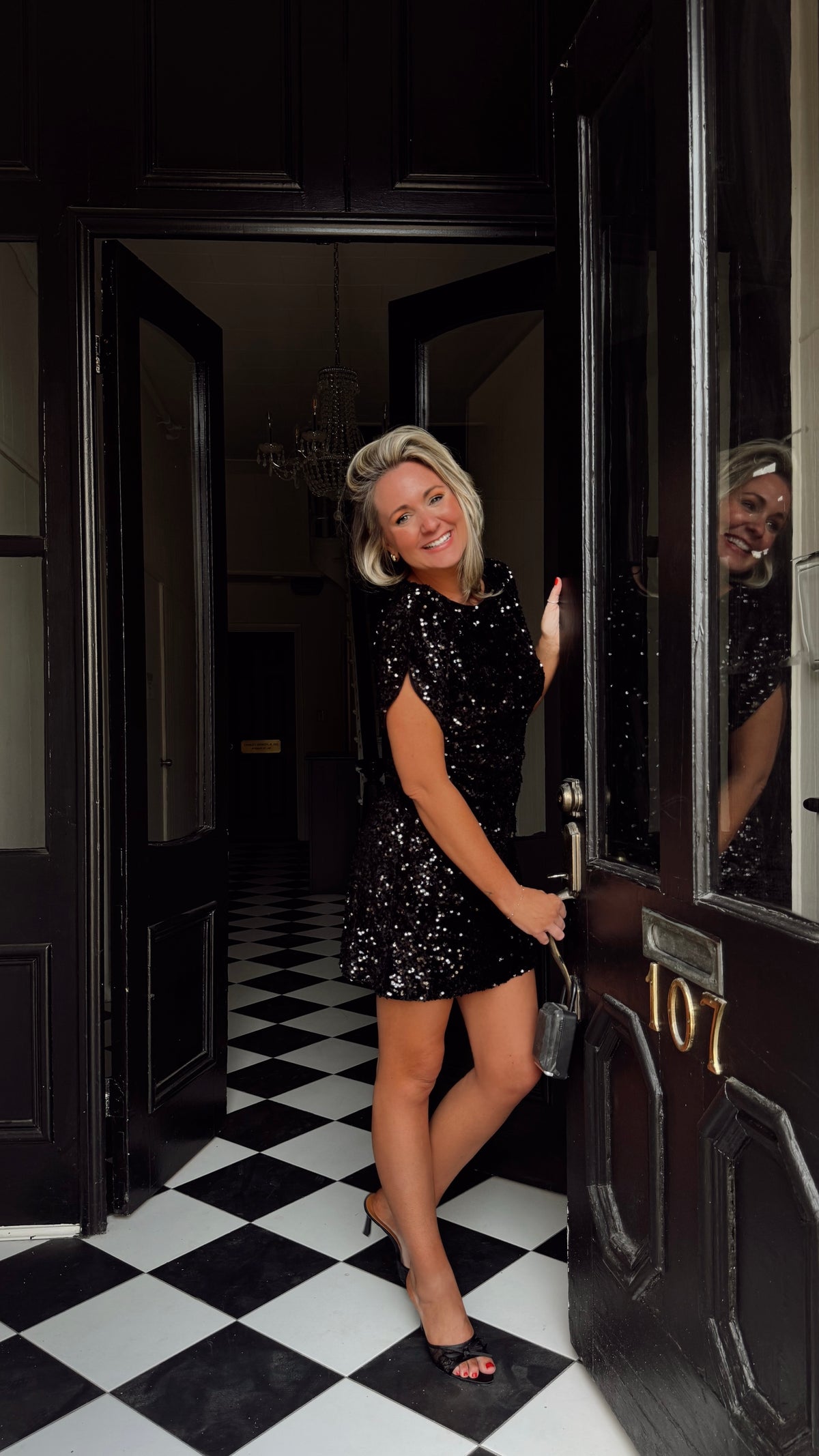Aggie Faux Fur Sequin Dress