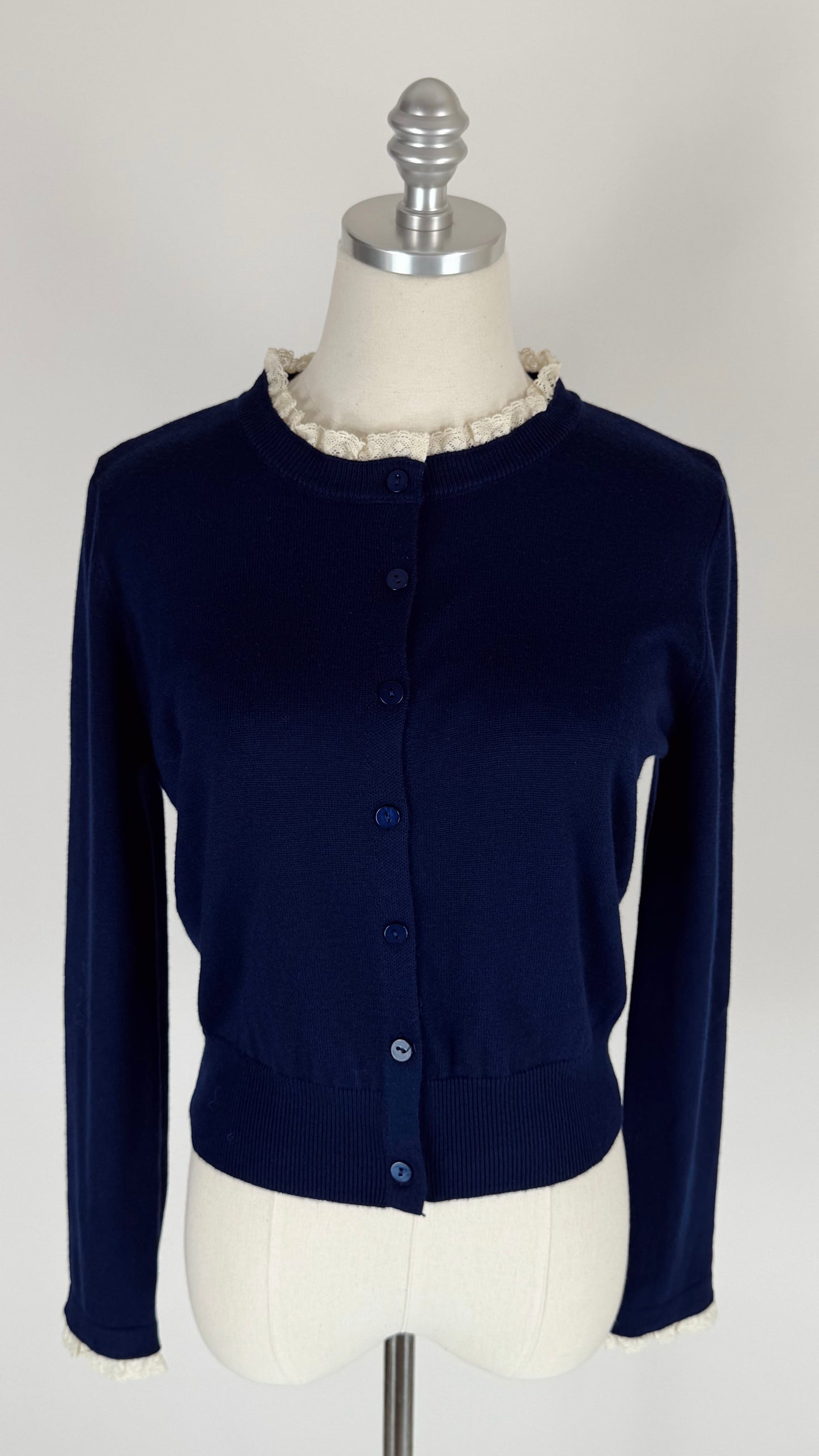 Tabitha Navy Ruffle Cardigan