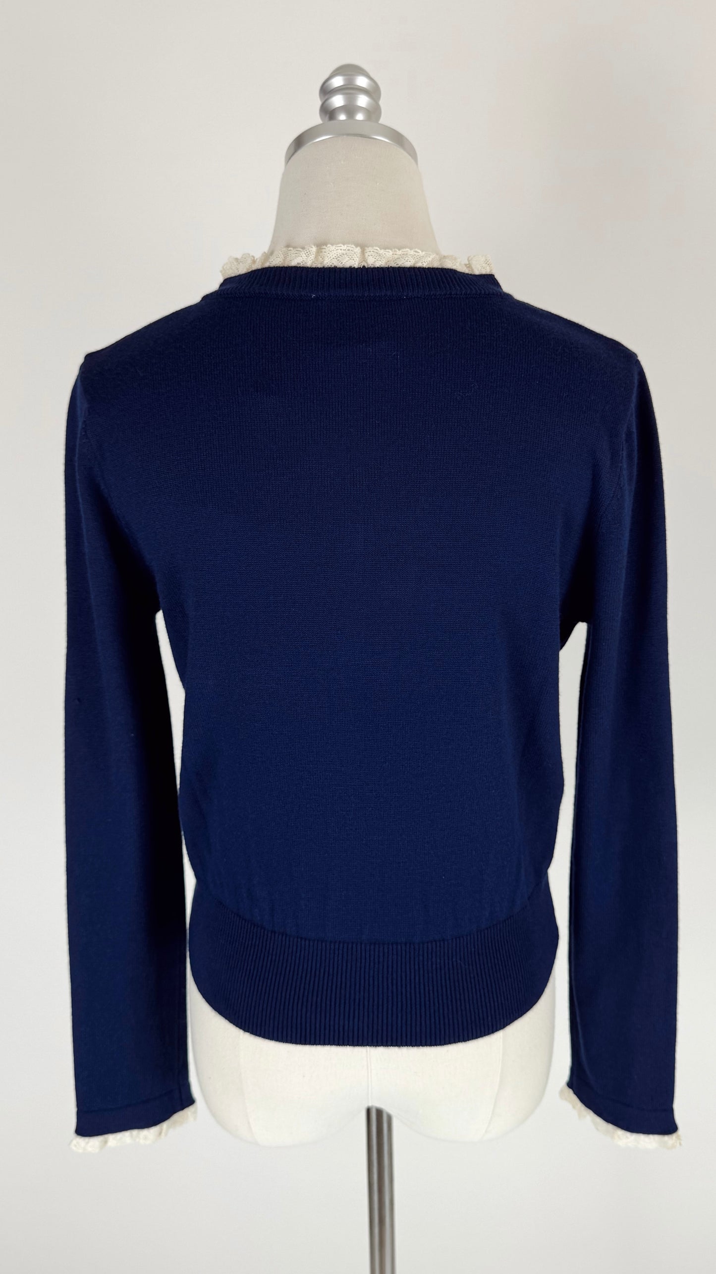 Tabitha Navy Ruffle Cardigan
