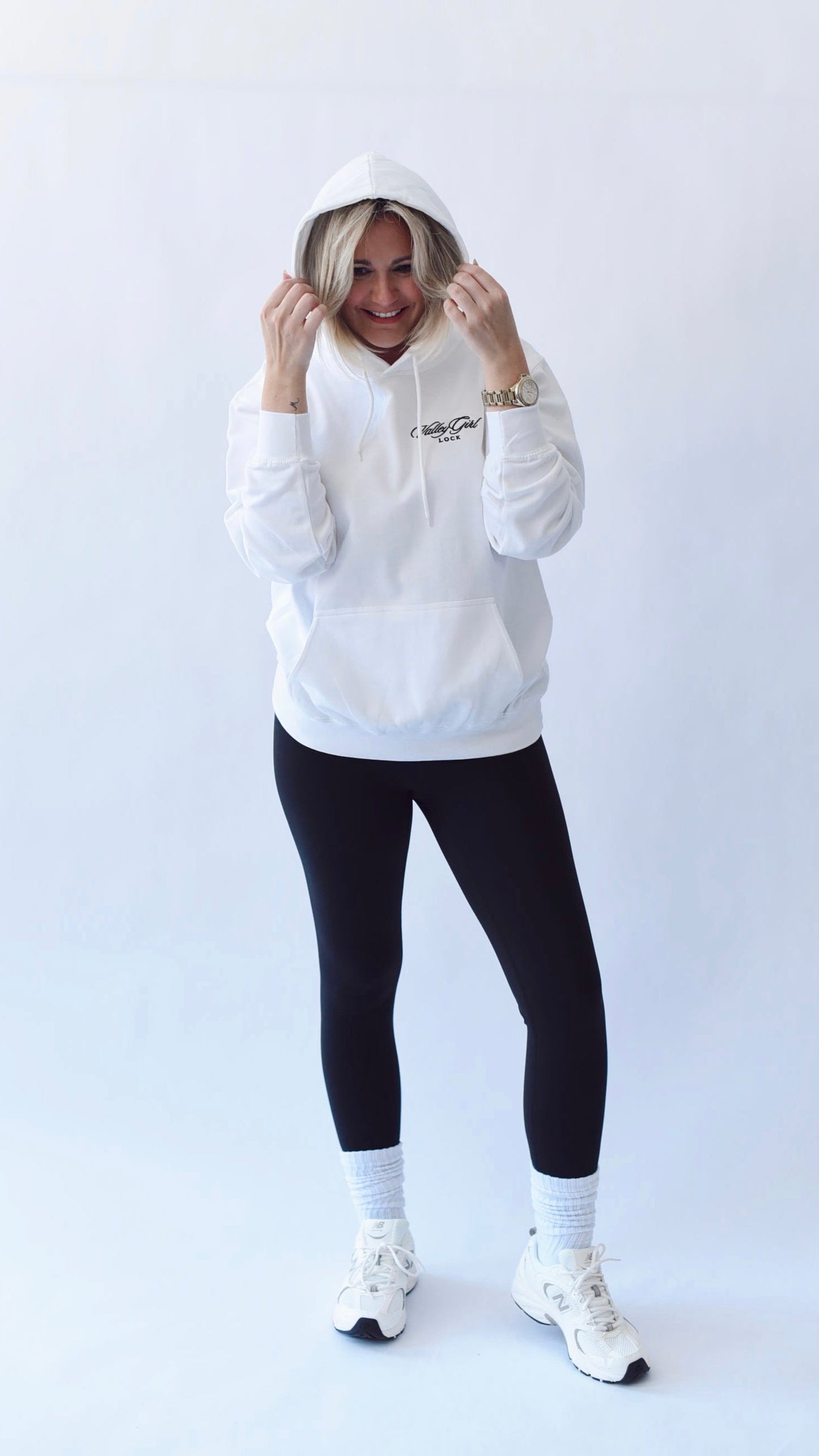 Valley Girl White Hoodie (with back embroidery)