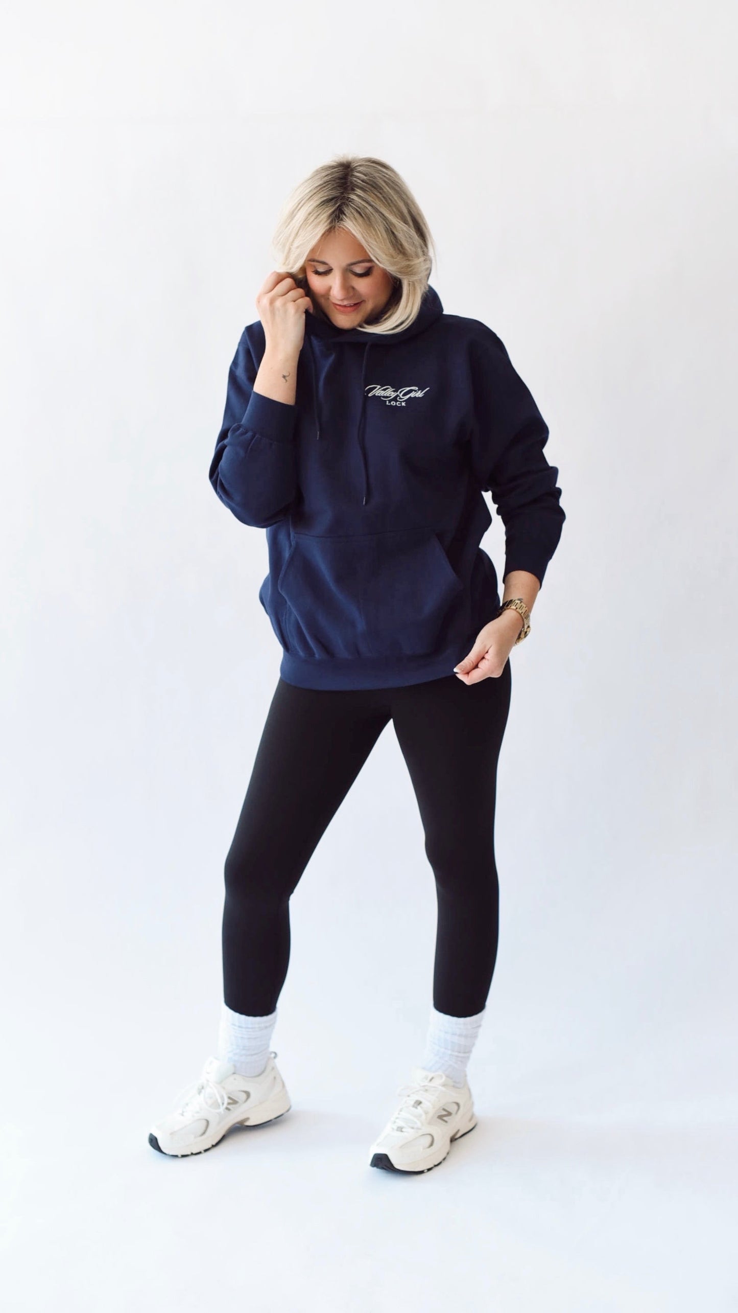 Valley Girl Navy Hoodie (with back embroidery)