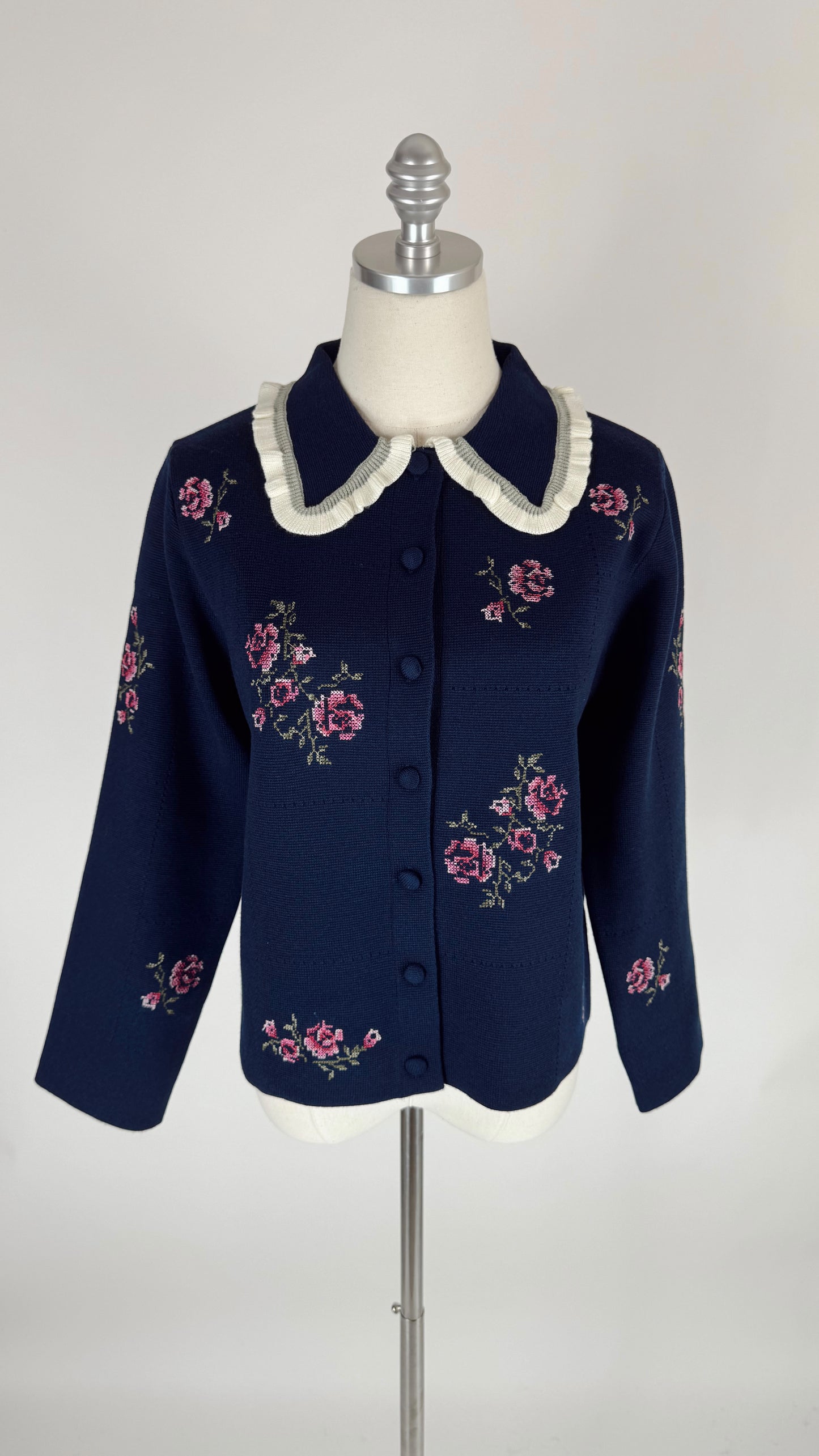 Hannah Navy Embroidered Cardigan