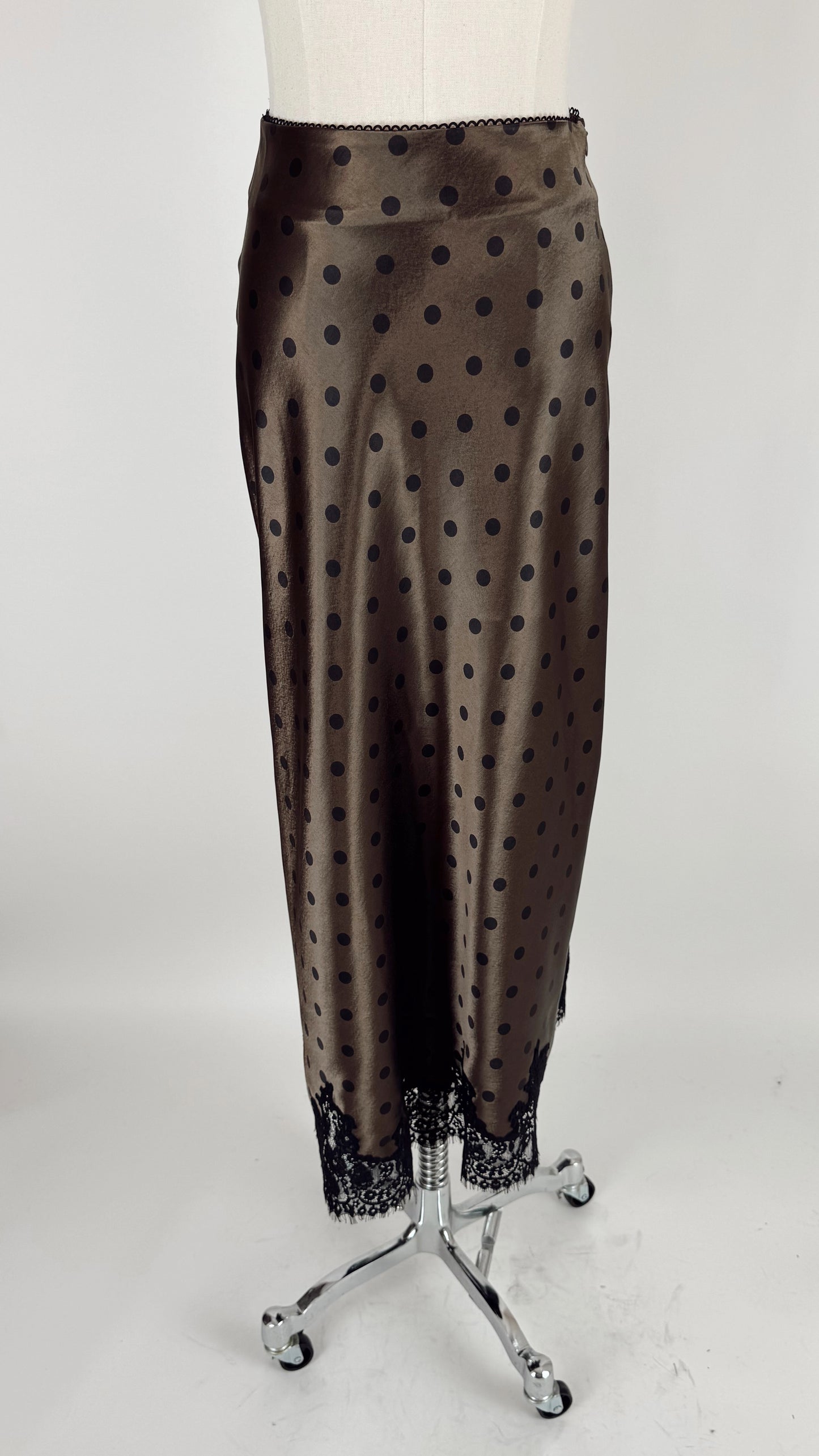 Mary Chocolate Polka Dot Midi Skirt