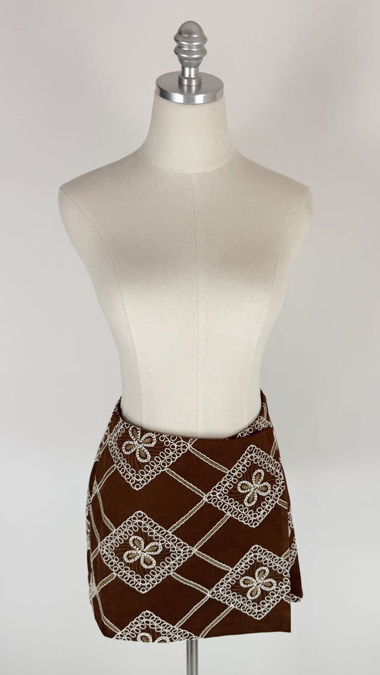 Candis Brown Suede Mini Skort