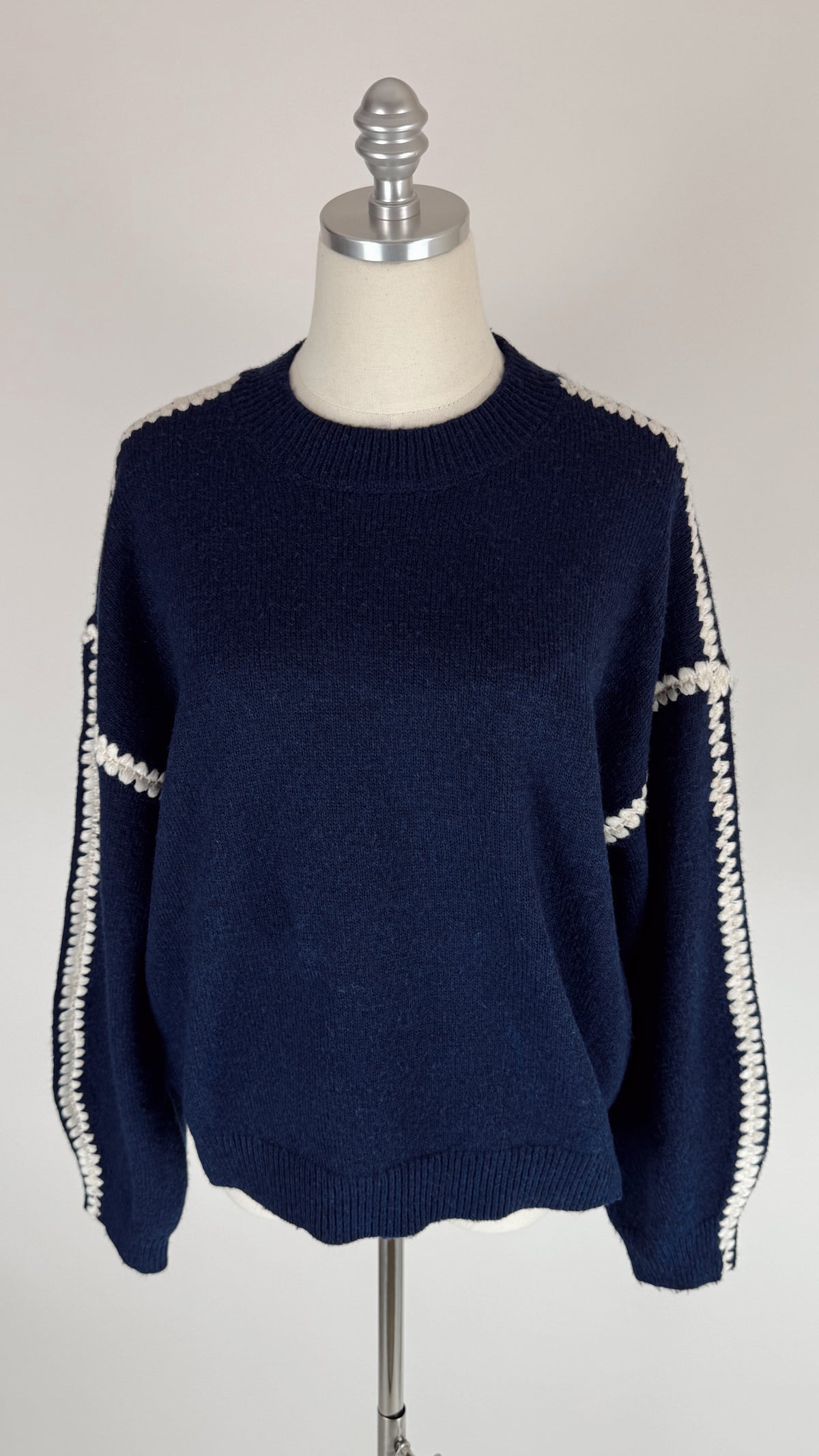 Margret Navy Stitched Crew