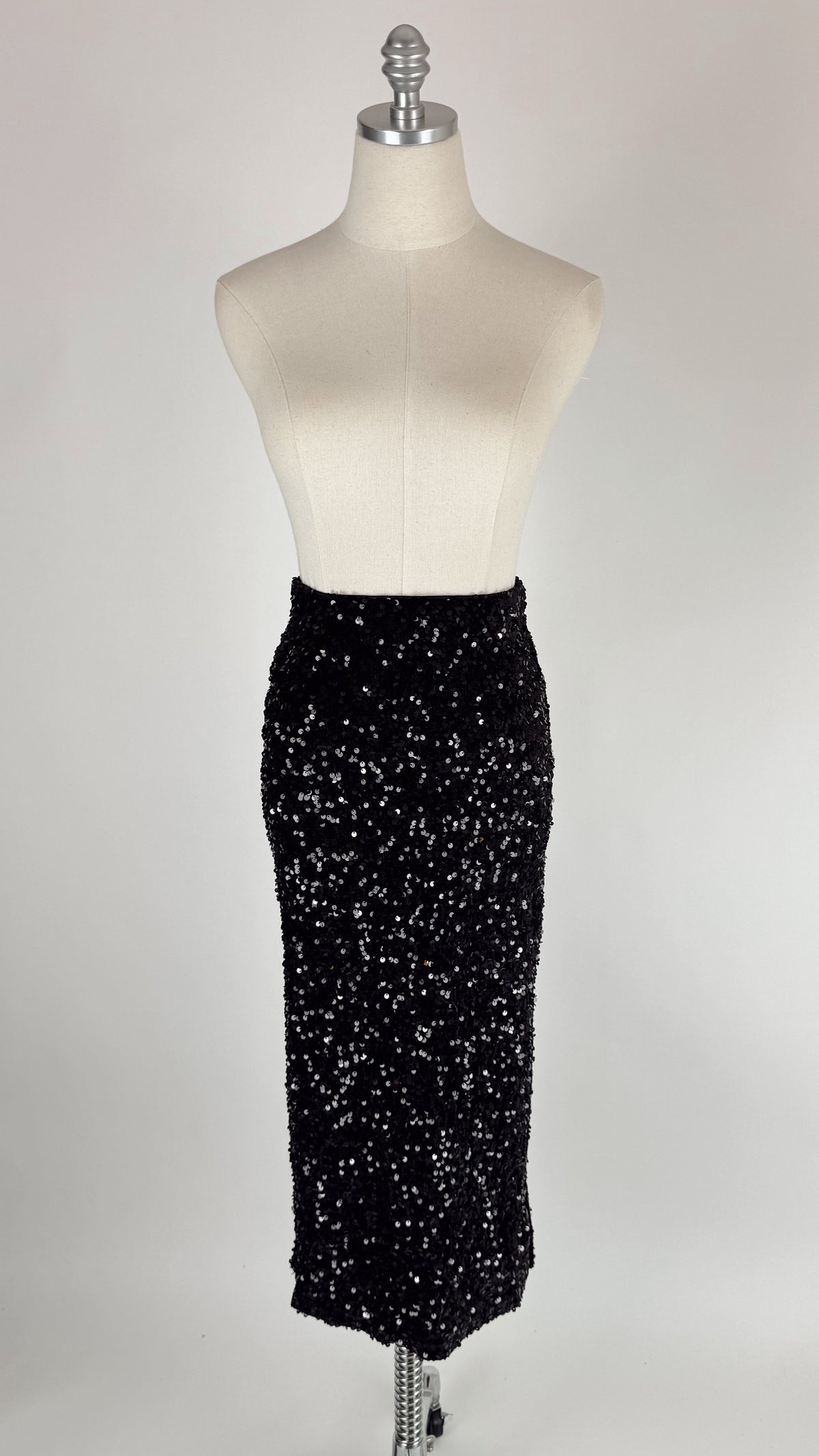 Marley Black Sequin Midi Skirt