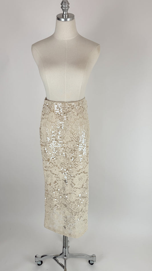 Candis Cream Lace Sequin Midi