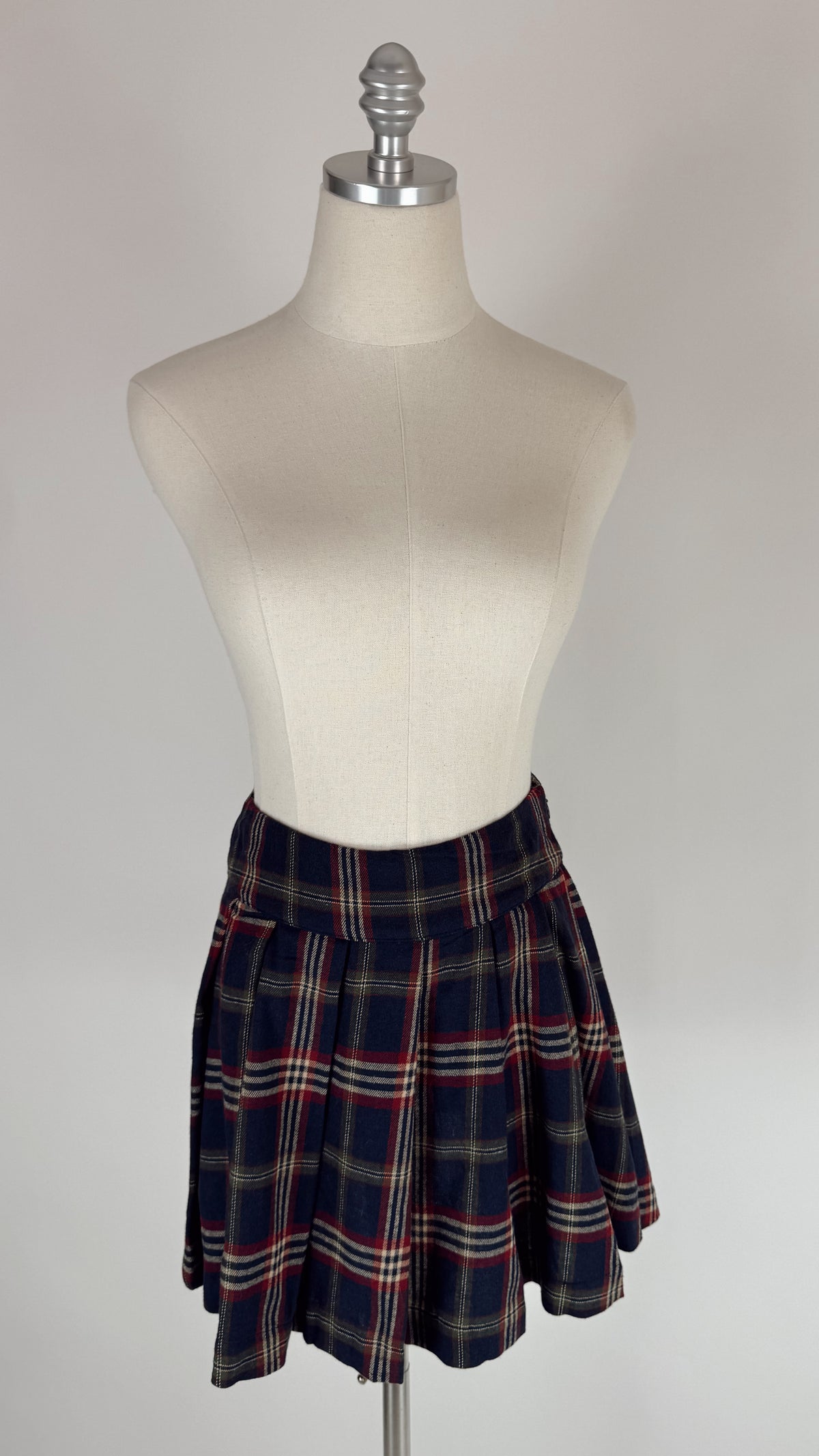 BethAnne Navy Plaid Cotton Mini Skirt