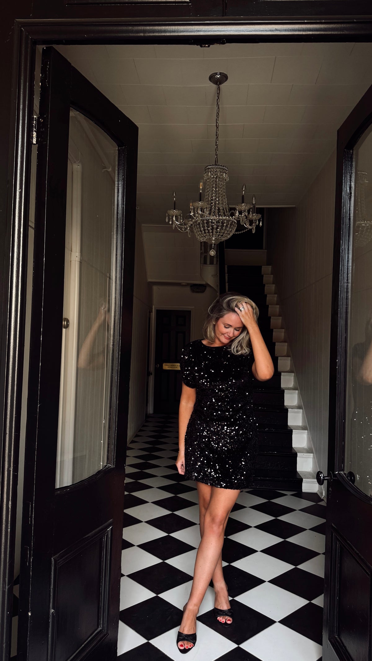 Aggie Faux Fur Sequin Dress