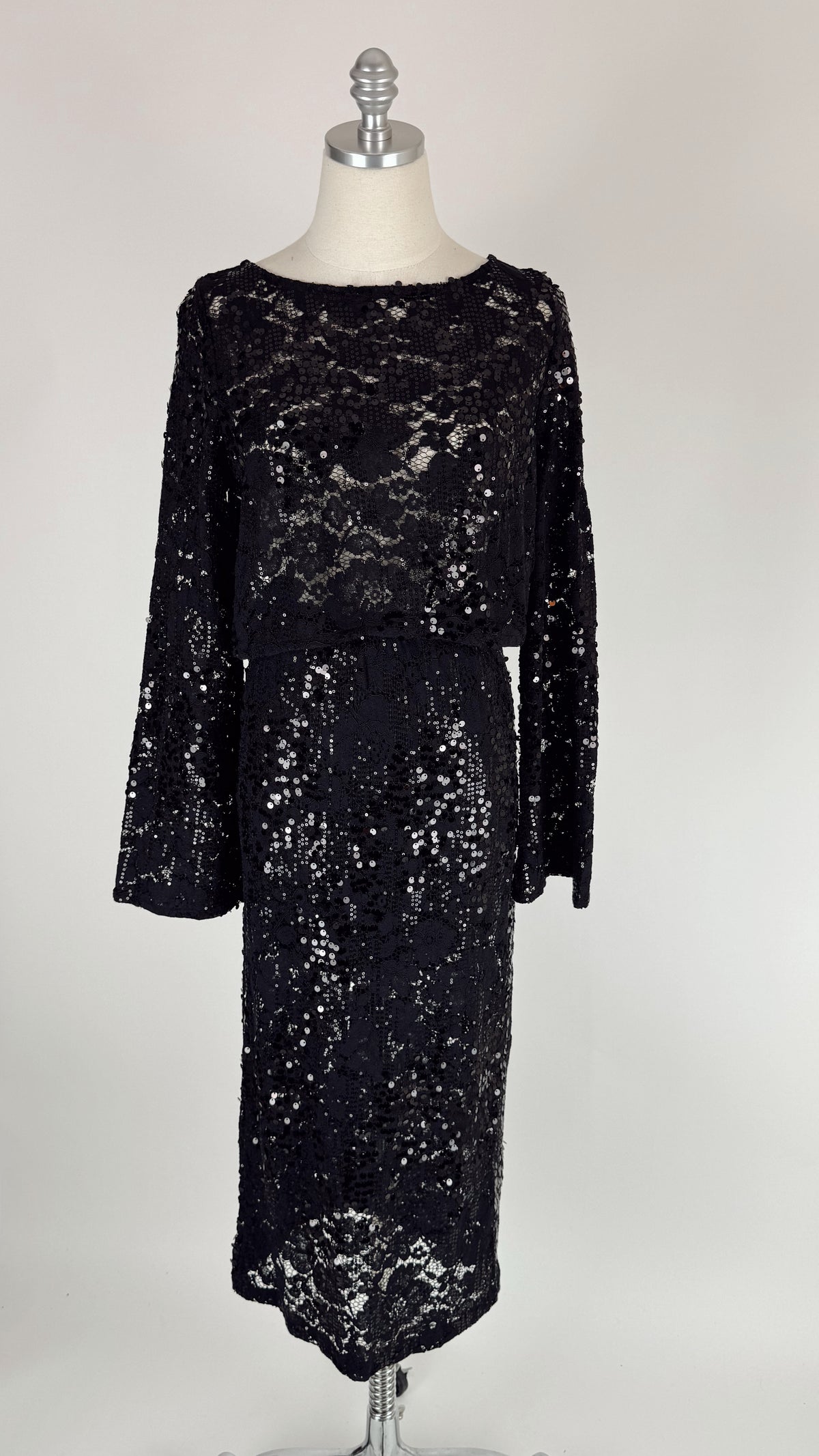 Candis Black Lace Sequin Midi