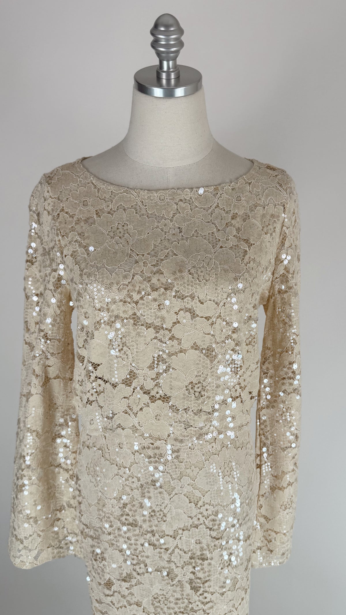 Candis Cream Lace Sequin Top