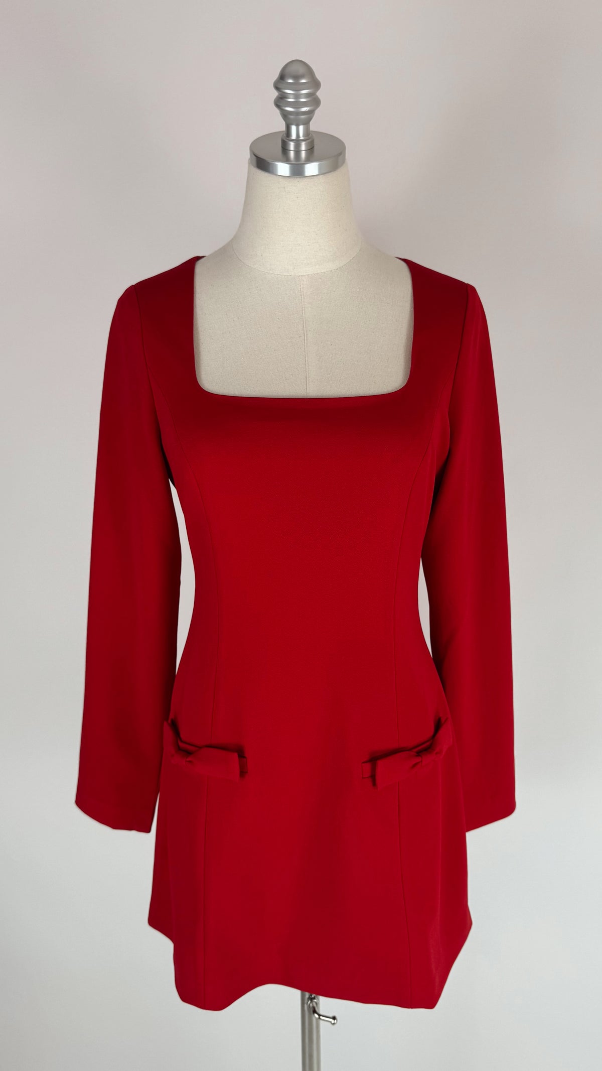 Ruby Red Square Neck Mini Dress