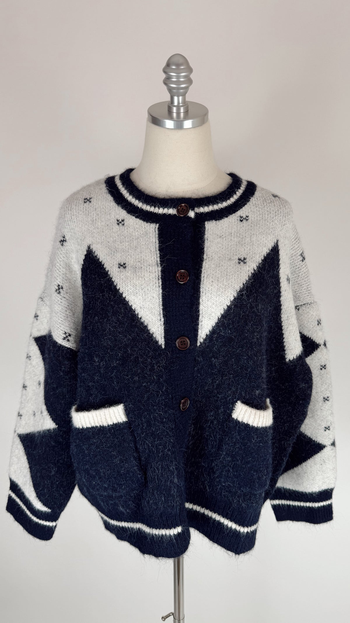Whitney Navy Patchwork Cardigan