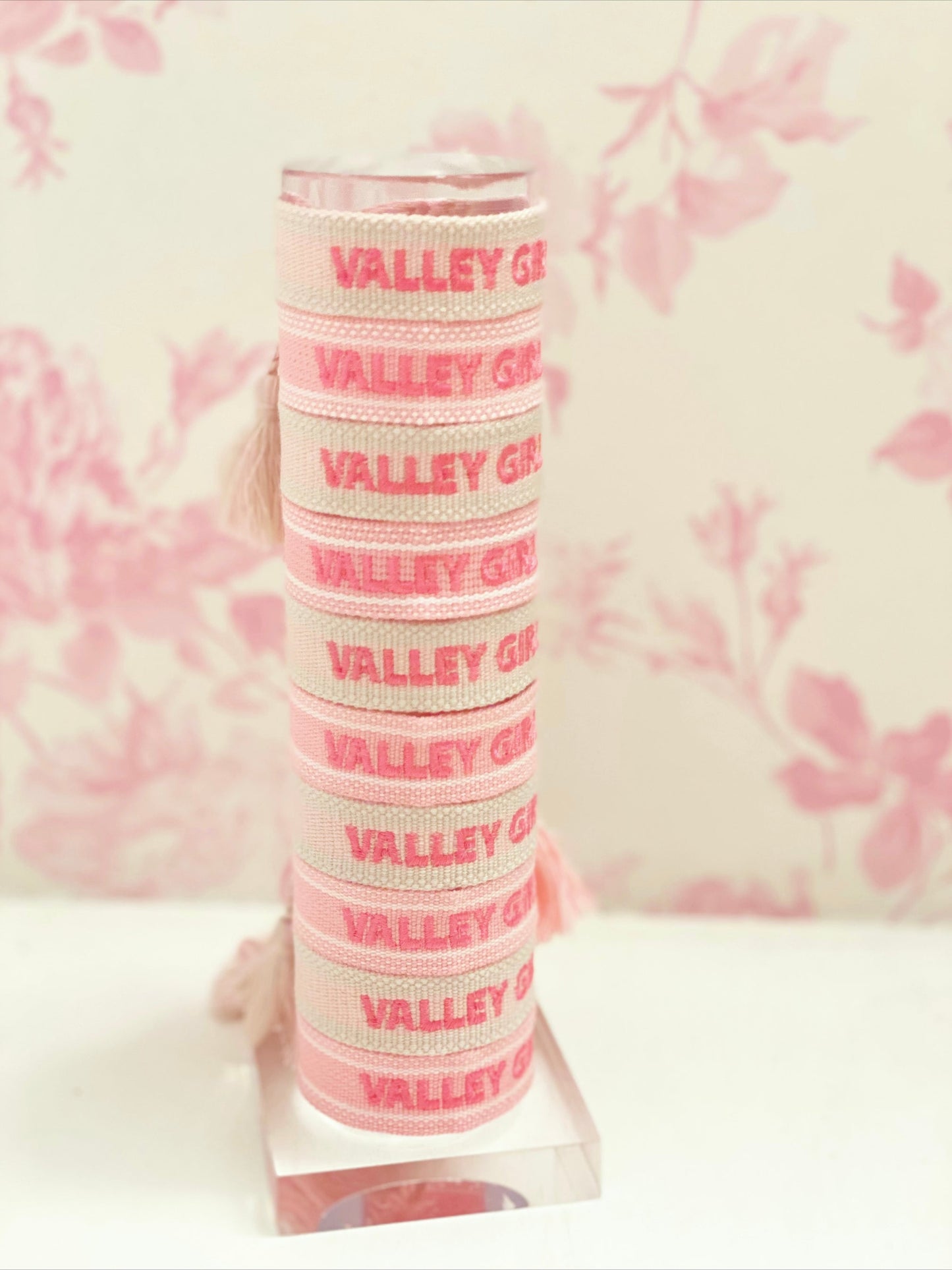 Hot Pink With Pink Writing Valley Girl Bracelet